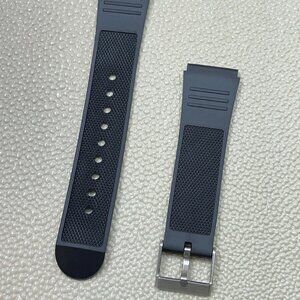 Hadley-Roma 20mm Black Rubber Sport Diver Watch Strap, Pin Buckle, MS952